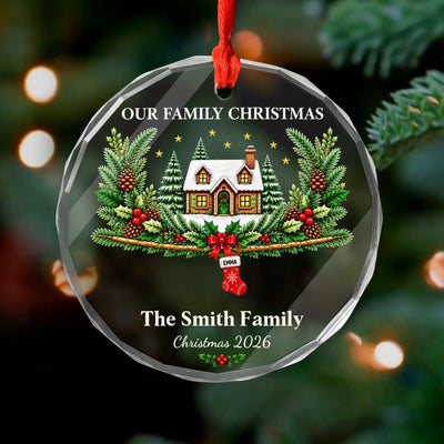Our Family Christmas - Personalized Glass Ornament, Gift For Family, Custom Names Baubles