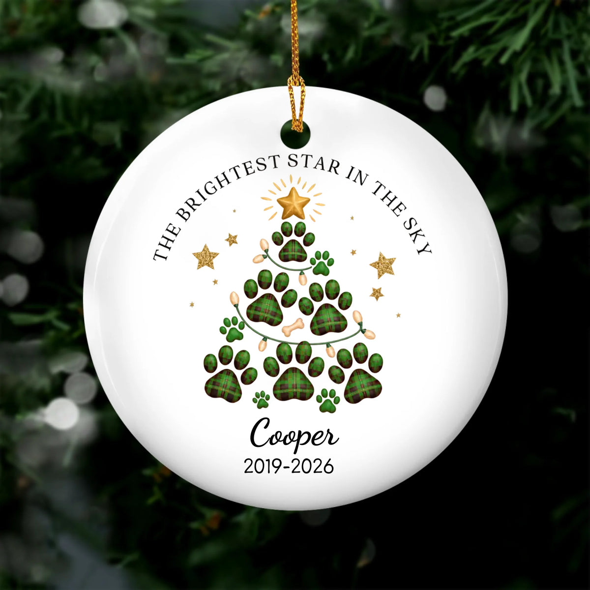 The Brightest Star In The Sky- Personalized Ceramic Ornament, Memorial Christmas Custom Dog Name
