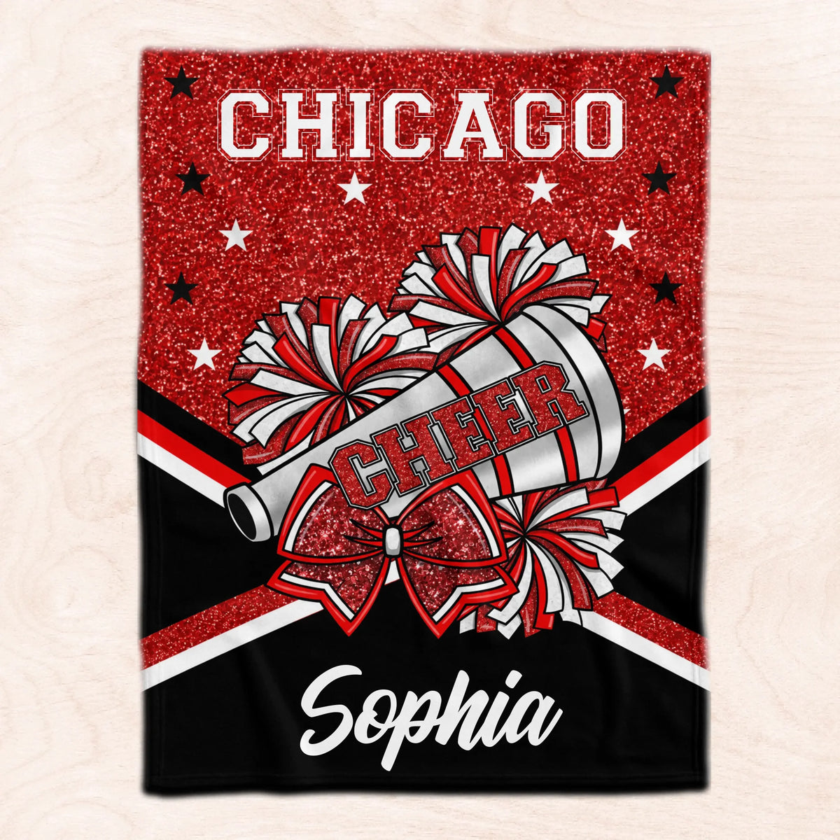 Keep Calm And Cheer On - Personalized Blanket, Custom Team Name Cheerleading Blanket, Gift for Her