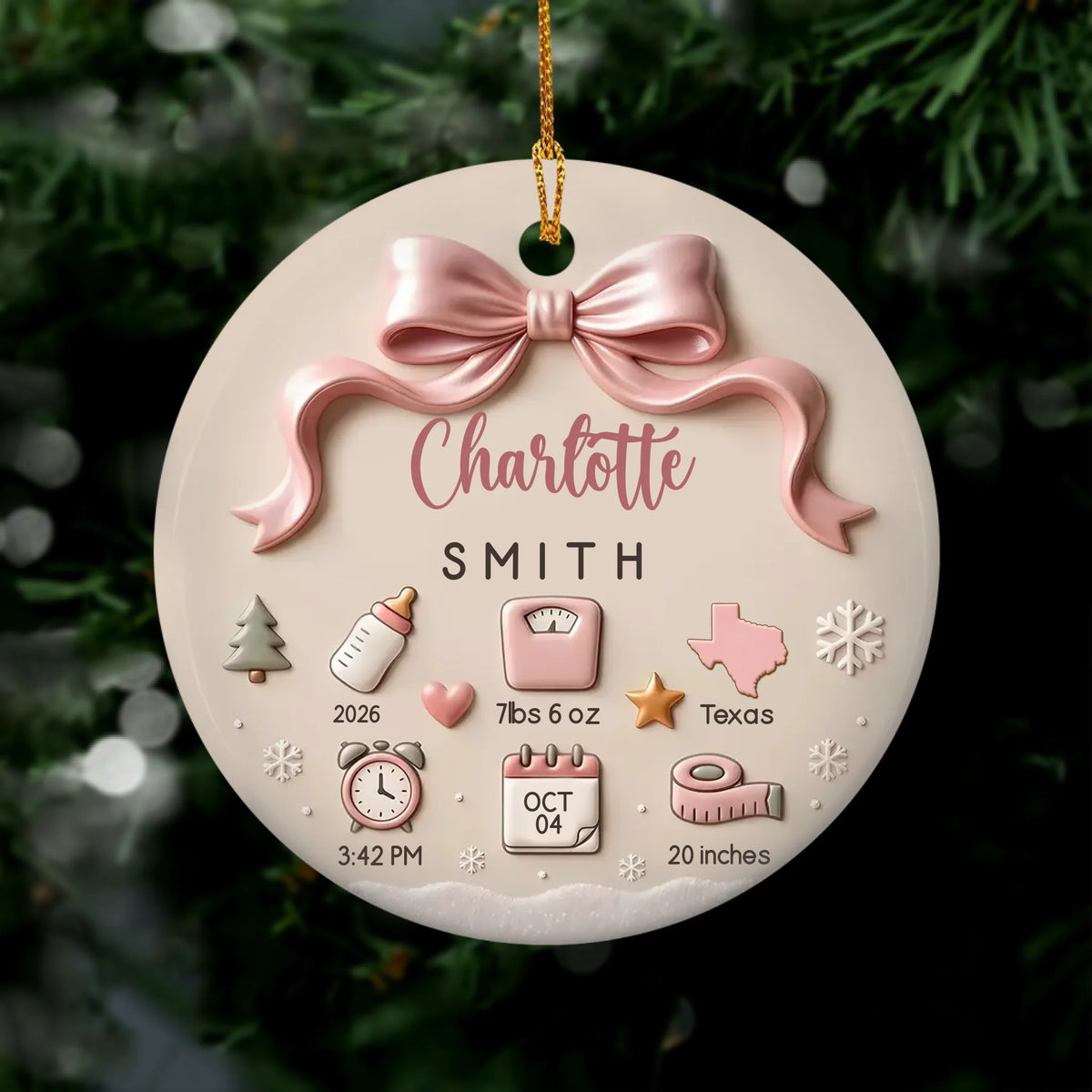 Our Little Miracle’s First Christmas - Personalized Ceramic Ornament, New Baby Christmas Ornament