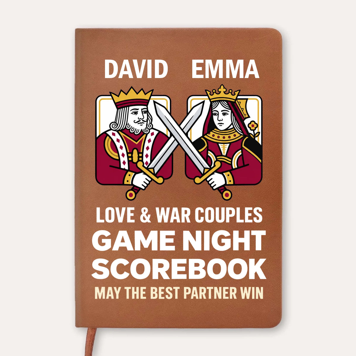 Couples Game Night - Personalized Leather Journal, Custom Family Game Night Score Book, Fun Gaming Gift