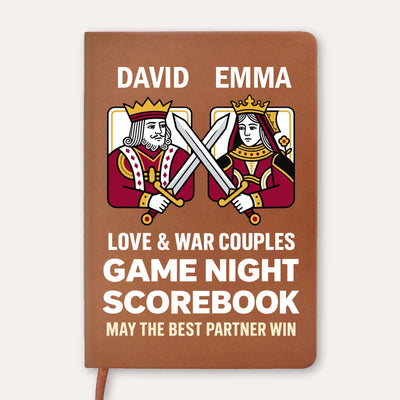 Couples Game Night - Personalized Leather Journal, Custom Family Game Night Score Book, Fun Gaming Gift