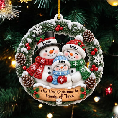 Our Little Snowflakes - Personalized Acrylic Ornament, Custom Family Snowman Christmas Ornament