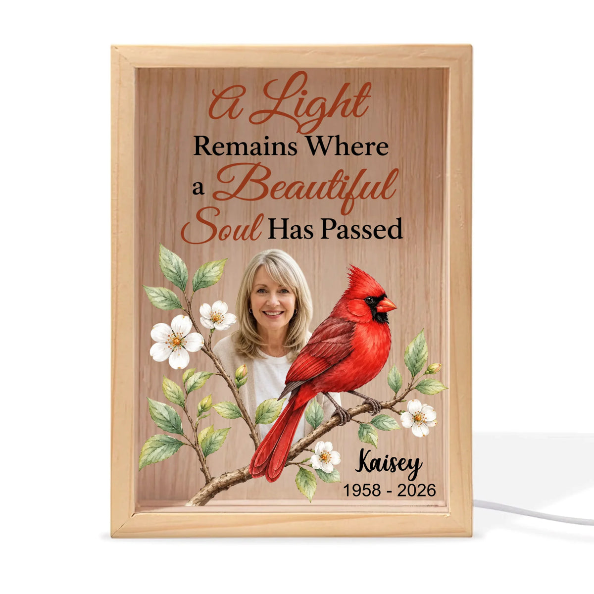 A Light Remains Where a Beautiful Soul Has Passed - Personalized Frame Light Box, Memorial Gift