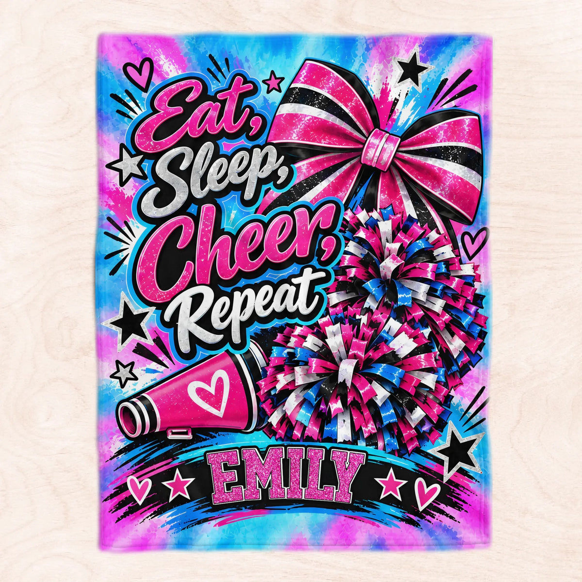 Always Cheer - Personalized Blanket, Custom Name Cheerleading Fleece Blanket, Gift for Her