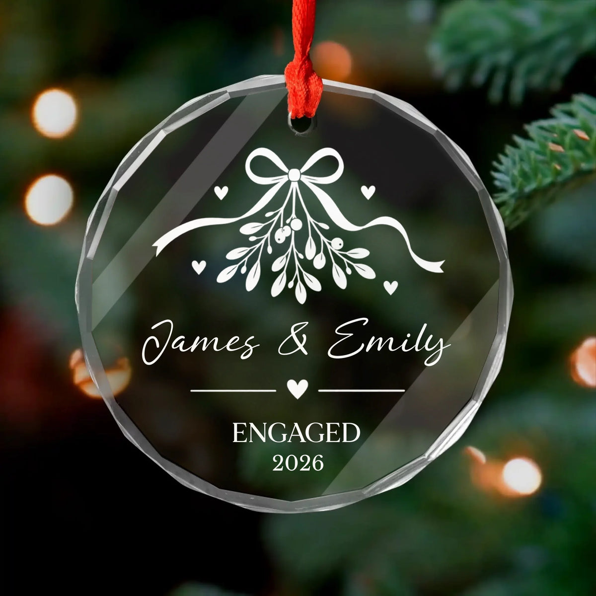 For The Moment We Said Yes To Forever - Personalized Glass Ornament, First Christmas as Fiancés Gift