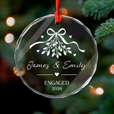 For The Moment We Said Yes To Forever - Personalized Glass Ornament, First Christmas as Fiancés Gift