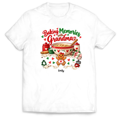 Custom Grandkids Names Gingerbread Christmas Crewneck, Personalized Baking Memories with Grandma Shirt - 2