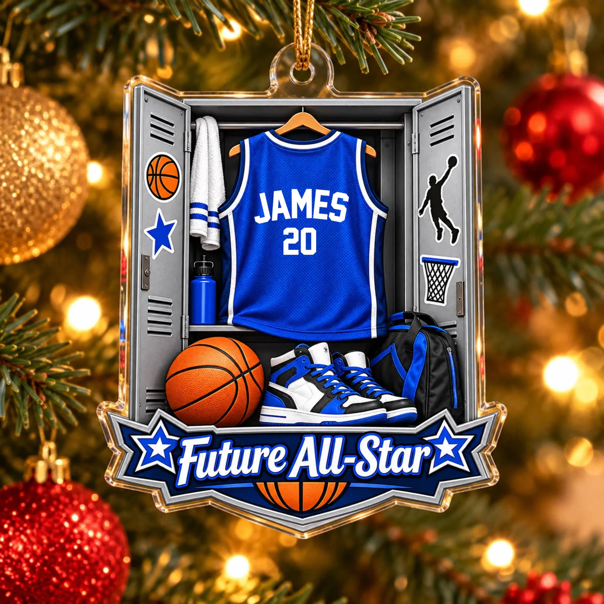 Basketball Locker Room Jersey- Personalized Acrylic Ornament, Christmas Gift For Son, Grandson