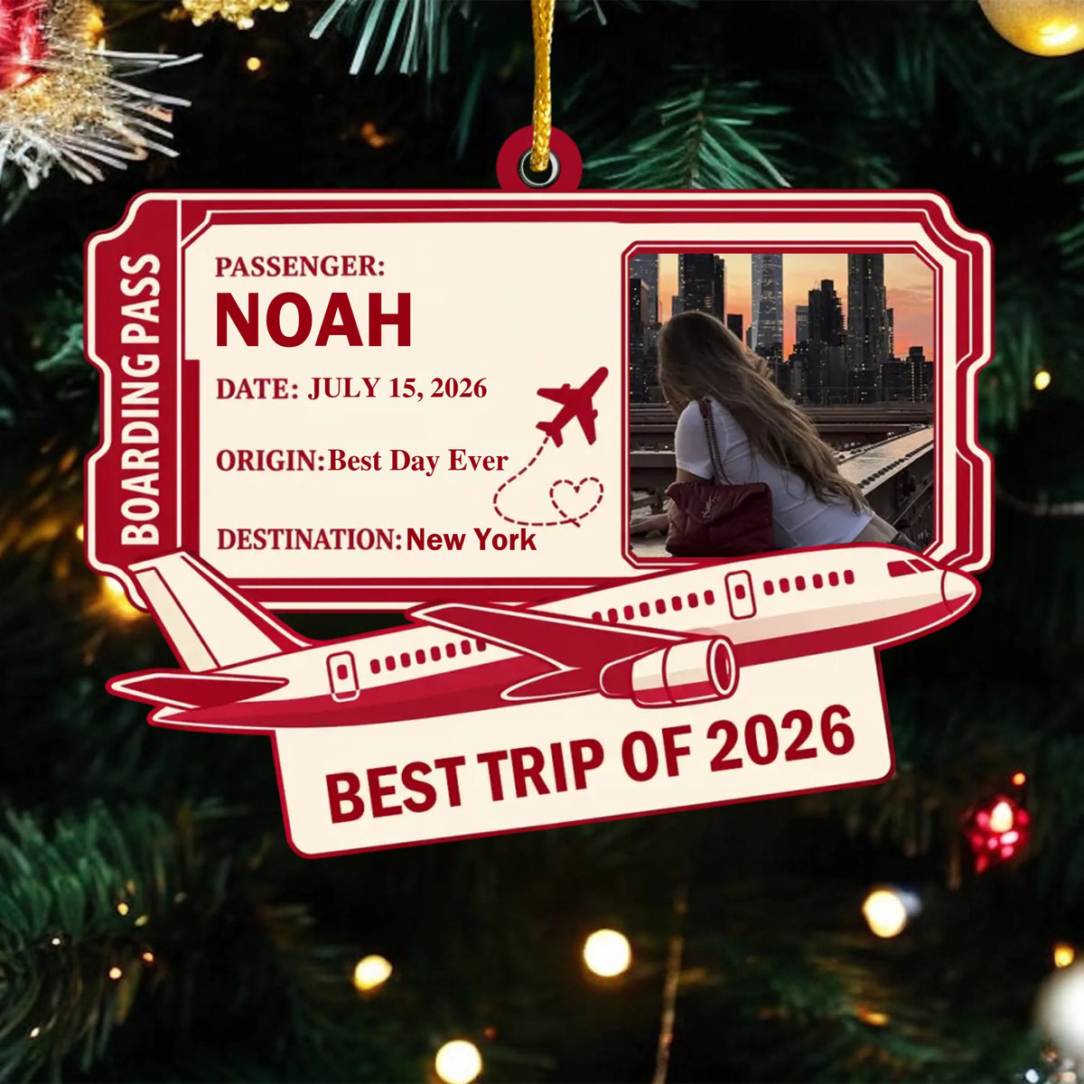 Best Trips Of The Year - Personalized Acrylic Ornament, Custom Boarding Pass Travel Memory Ornament