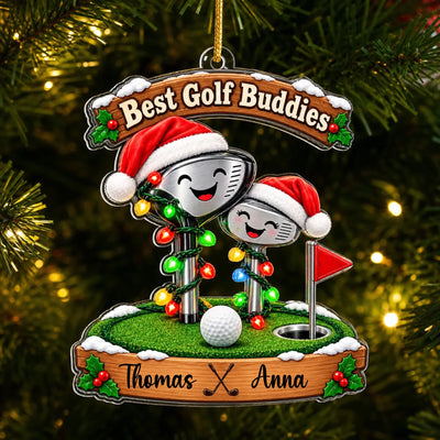 Best Golf Buddies Santa Hats - Personalized Acrylic Ornament, Gift for Golf Lovers
