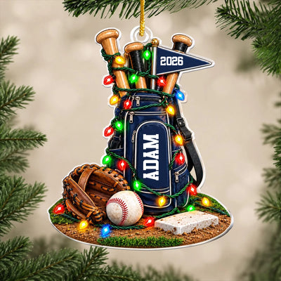 Baseball Gear Faux-3D - - Personalized Acrylic Ornament, Gift for Baseball Lovers