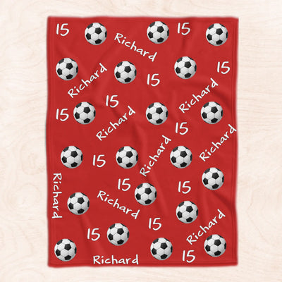 Sports Lover- Personalized Blanket, Custom Name & Number Sports Ball, Soccer Player Gift, Personal Team Gift