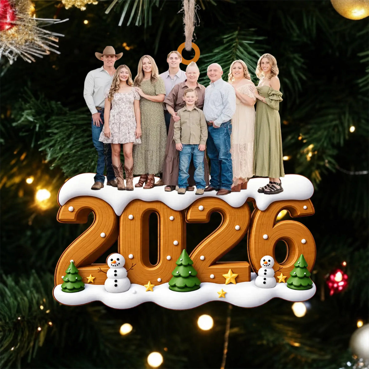 Memories We’ll Treasure Forever - Personalized Wooden Ornament, Custom Year Numbers Family Photo Christmas Ornament