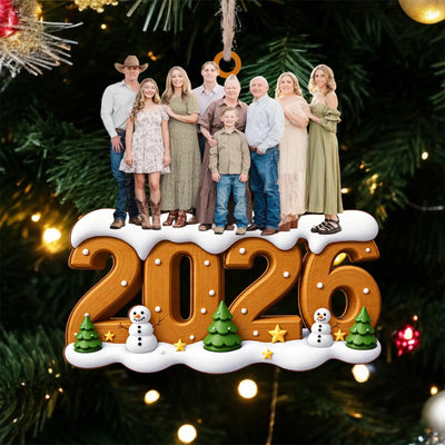 Memories We’ll Treasure Forever - Personalized Wooden Ornament, Custom Year Numbers Family Photo Christmas Ornament