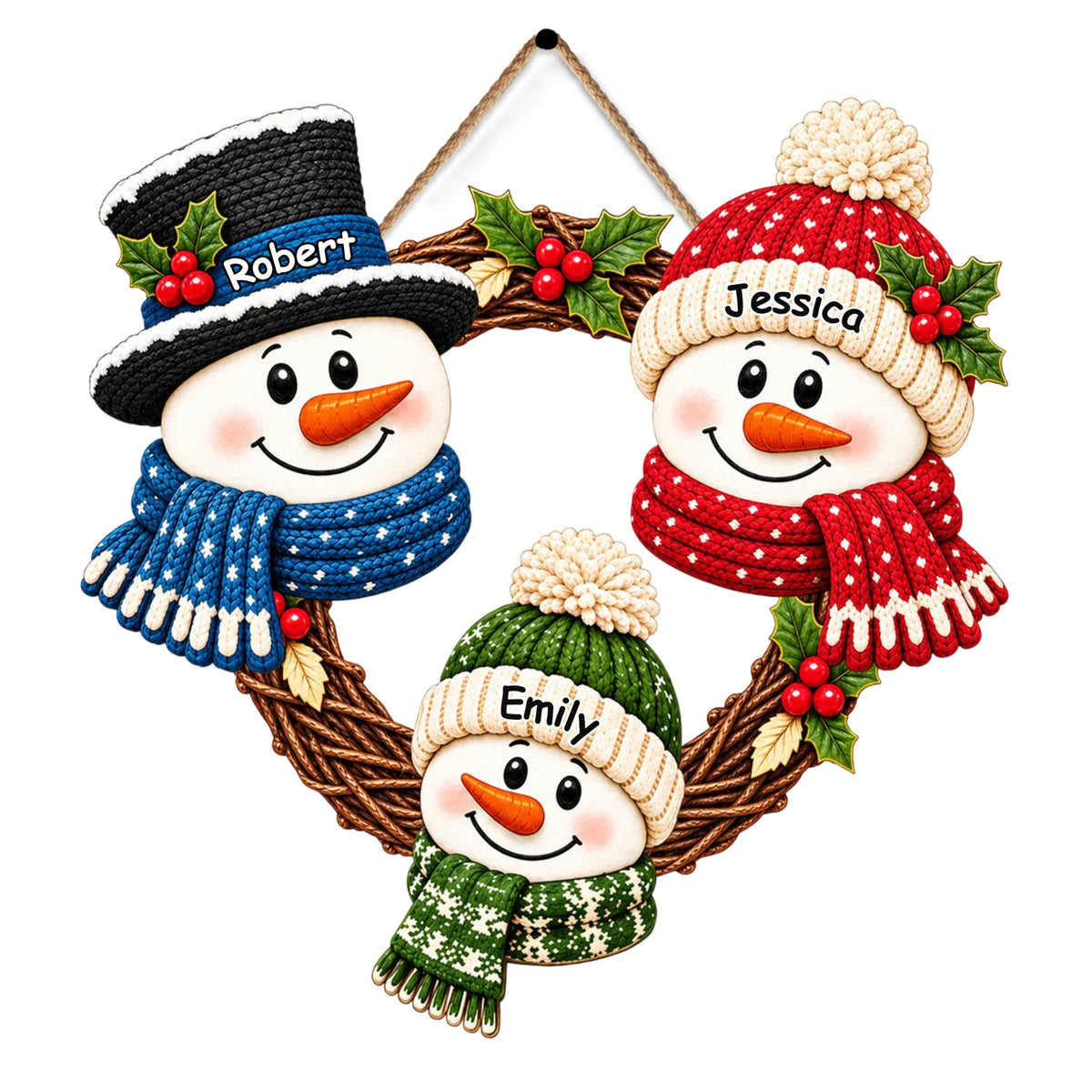 Snowman Wreath With Grandparents- Personalized Wooden Sign, Christmas Decor For Grandparents