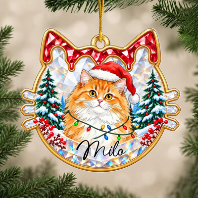 Your Favorite Furry Family Member - Personalized Acrylic Ornament, Faux Crystal Pet Portrait
