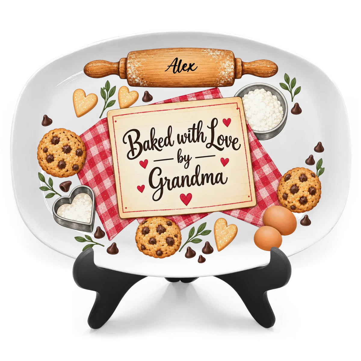Baked With Love By Grandma- Personalized Platter, Grandma Gift, Nana Cooking Gift - 2