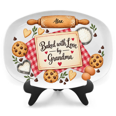 Baked With Love By Grandma- Personalized Platter, Grandma Gift, Nana Cooking Gift - 2