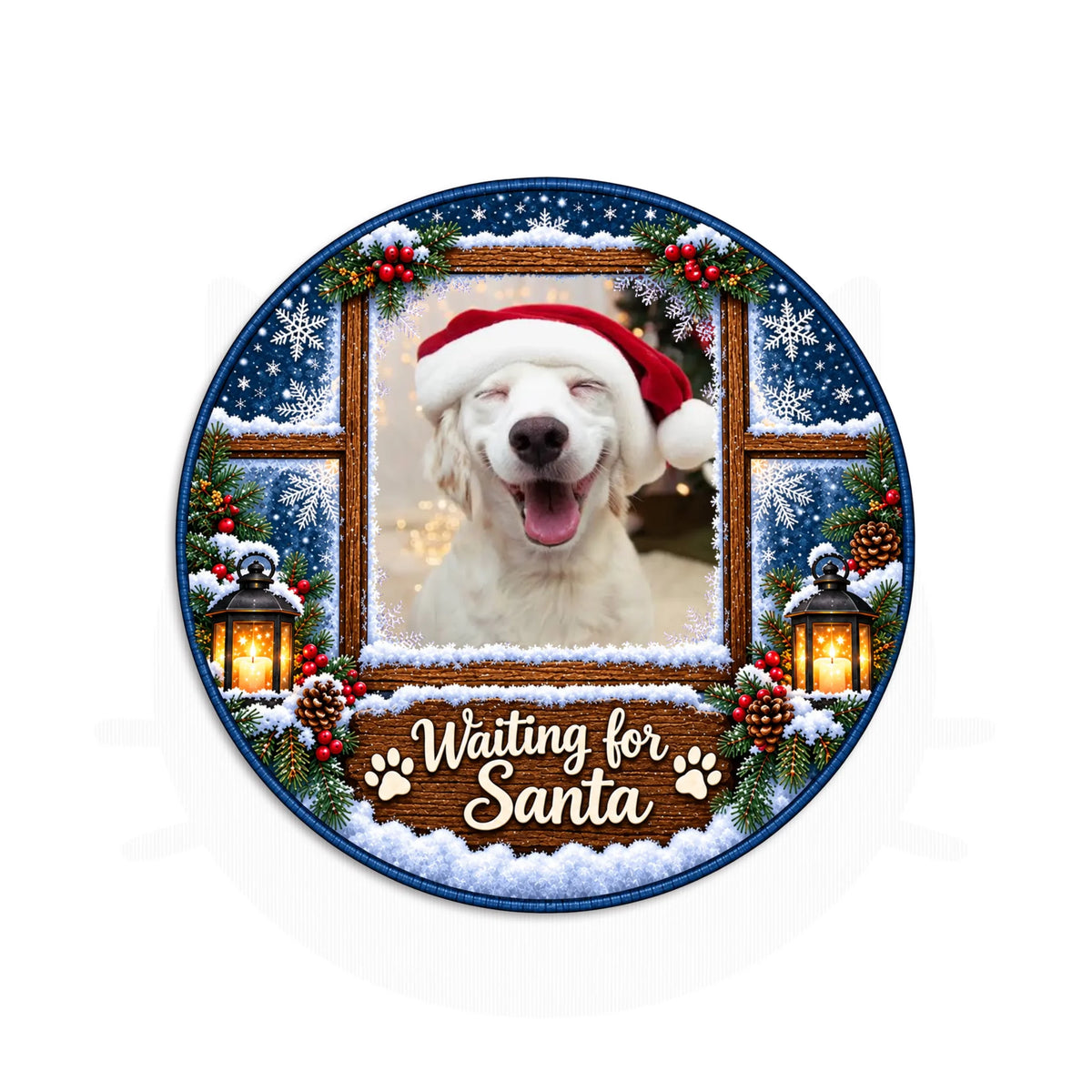 Waiting for Santa Custom Dog - Personalized Doormat, Pet Christmas Rug