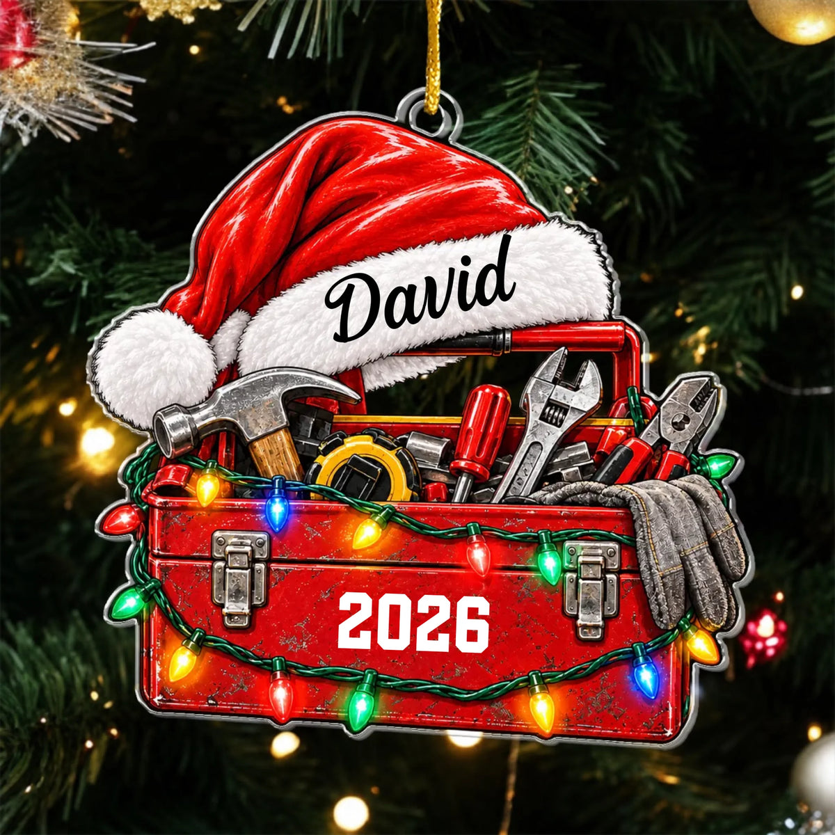 The Man Who Can Fix Anything - Personalized Acrylic Ornament, Custom Name Toolbox Christmas Ornament, Gift for Craftsman