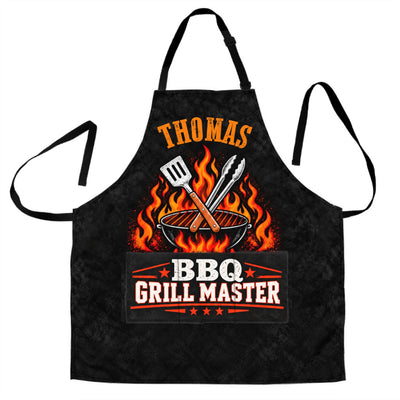 BBQ Grill Master Flaming Spatula - Personalized Apron, Gift For BBQ Lovers