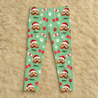 Custom Pet Bone and Paw Print Christmas - Personalized Pajama Pants, Gift for Pet Lovers