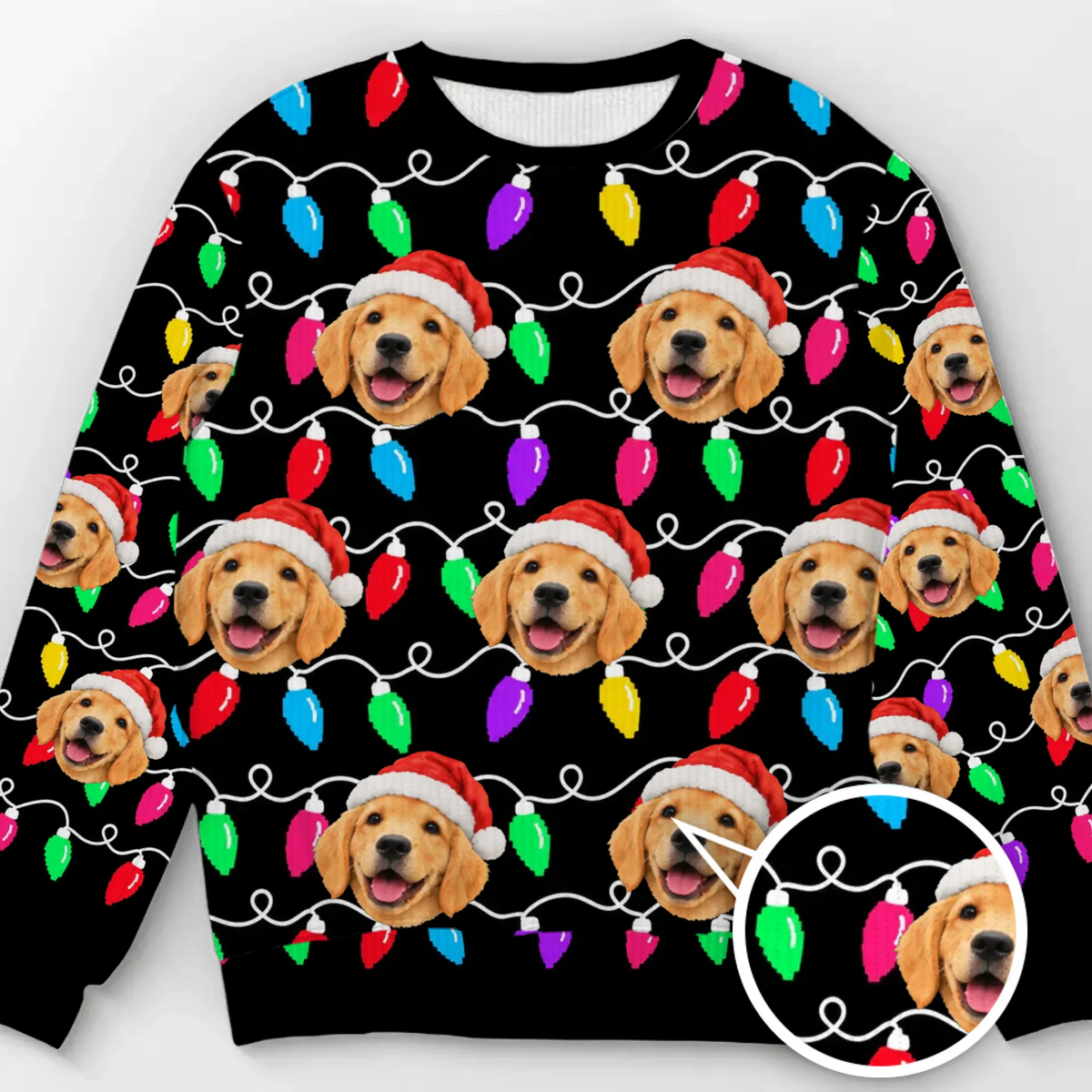 Custom Pet Photo Ugly Christmas Sweater Pattern - Personalized Wool Sweater, Gift For Pet Lovers