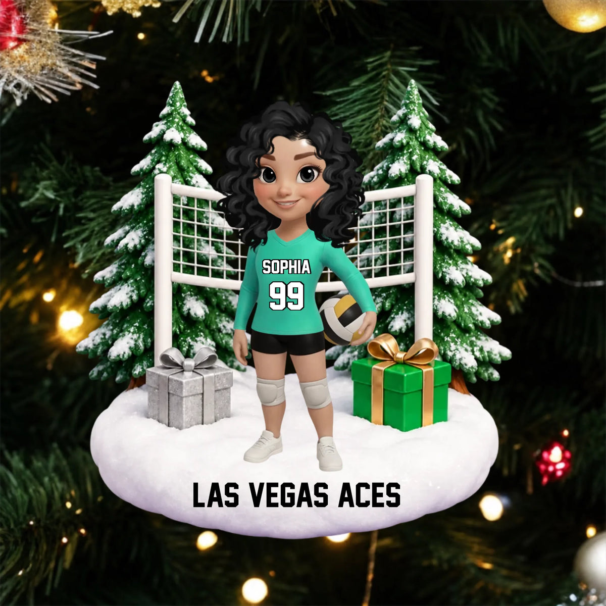 For The Girl Who Leaves Her Heart On The Court, Personalized Acrylic Ornament, Volleyball Christmas Keepsake