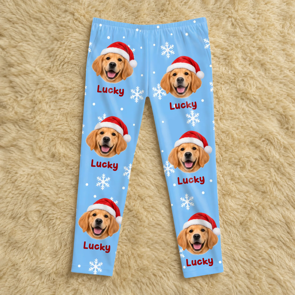 Giant Custom Pet Face Snowflake Christmas - Personalized Pajama Pants, Gift for Pet Lovers