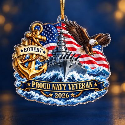 Proud Navy Veteran - Personalized Acrylic Ornament, Battleship Vetaran Home Decor