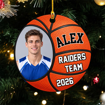 Personalized basketball acrylic ornament – personalization preview