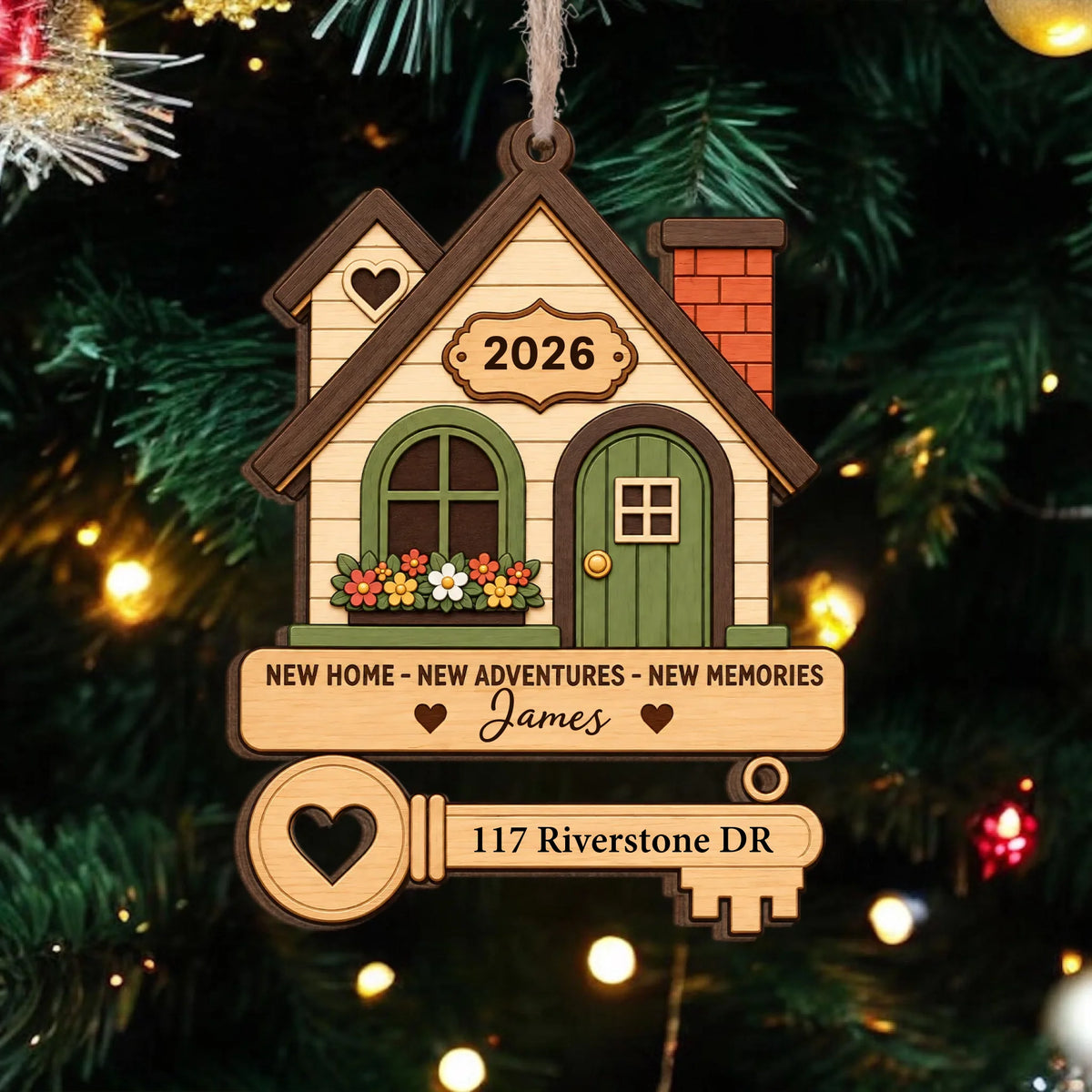 Cozy House First Christmas - Personalized Wooden Ornament, New House Ornament Gift For Couple, Family