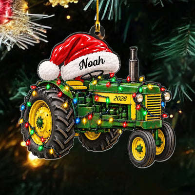 Personalized tractor acrylic ornament – personalization preview