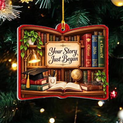 Personalized acrylic library shelf ornament – personalization preview