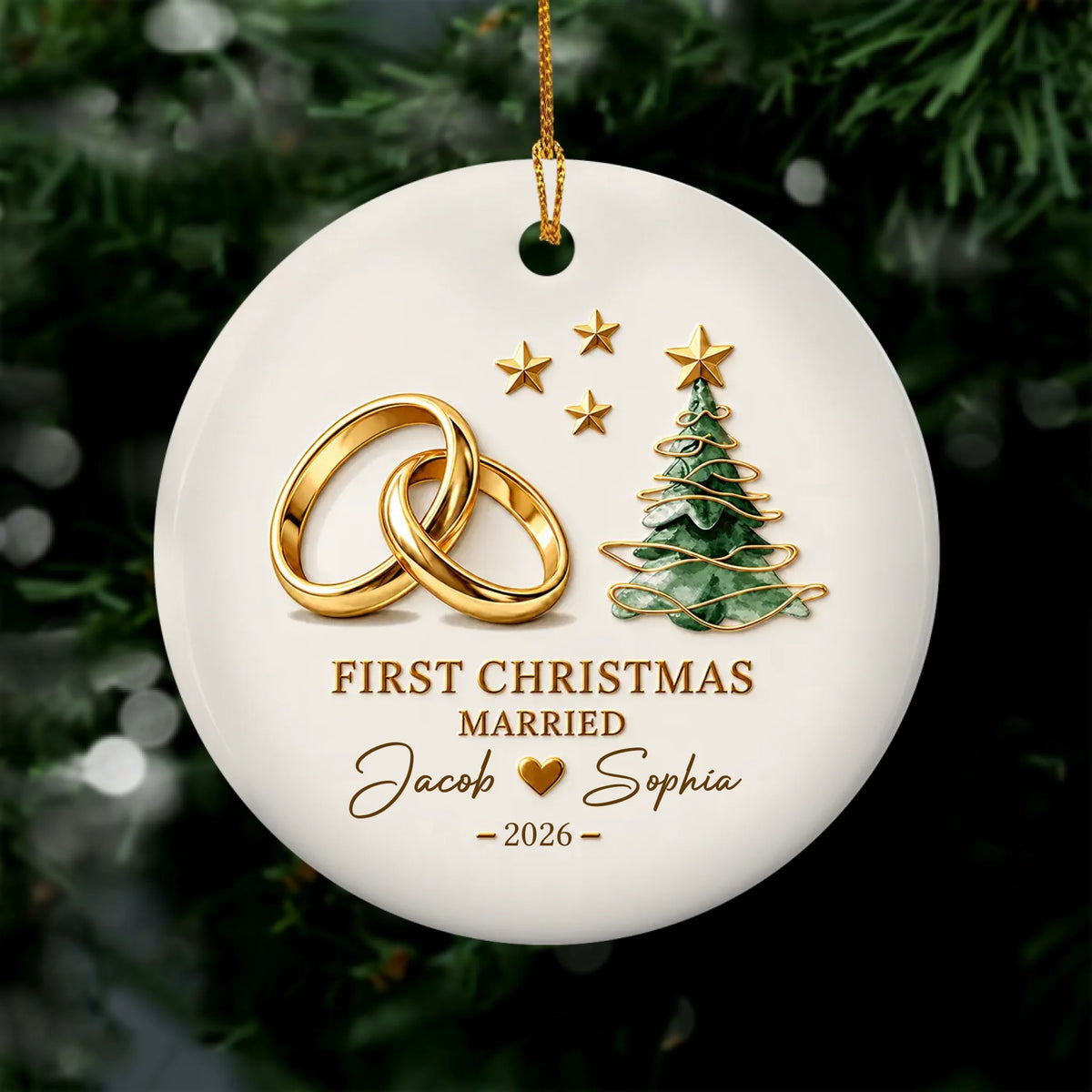 Personalized First Christmas Married Ceramic Ornament – personalization preview