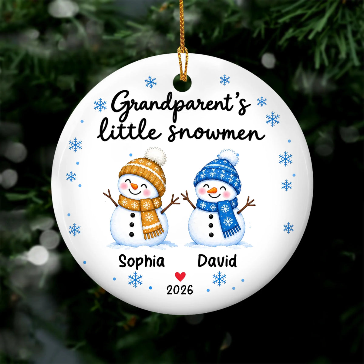 Personalized Grandparent's Little Snowmen Ceramic – personalization preview