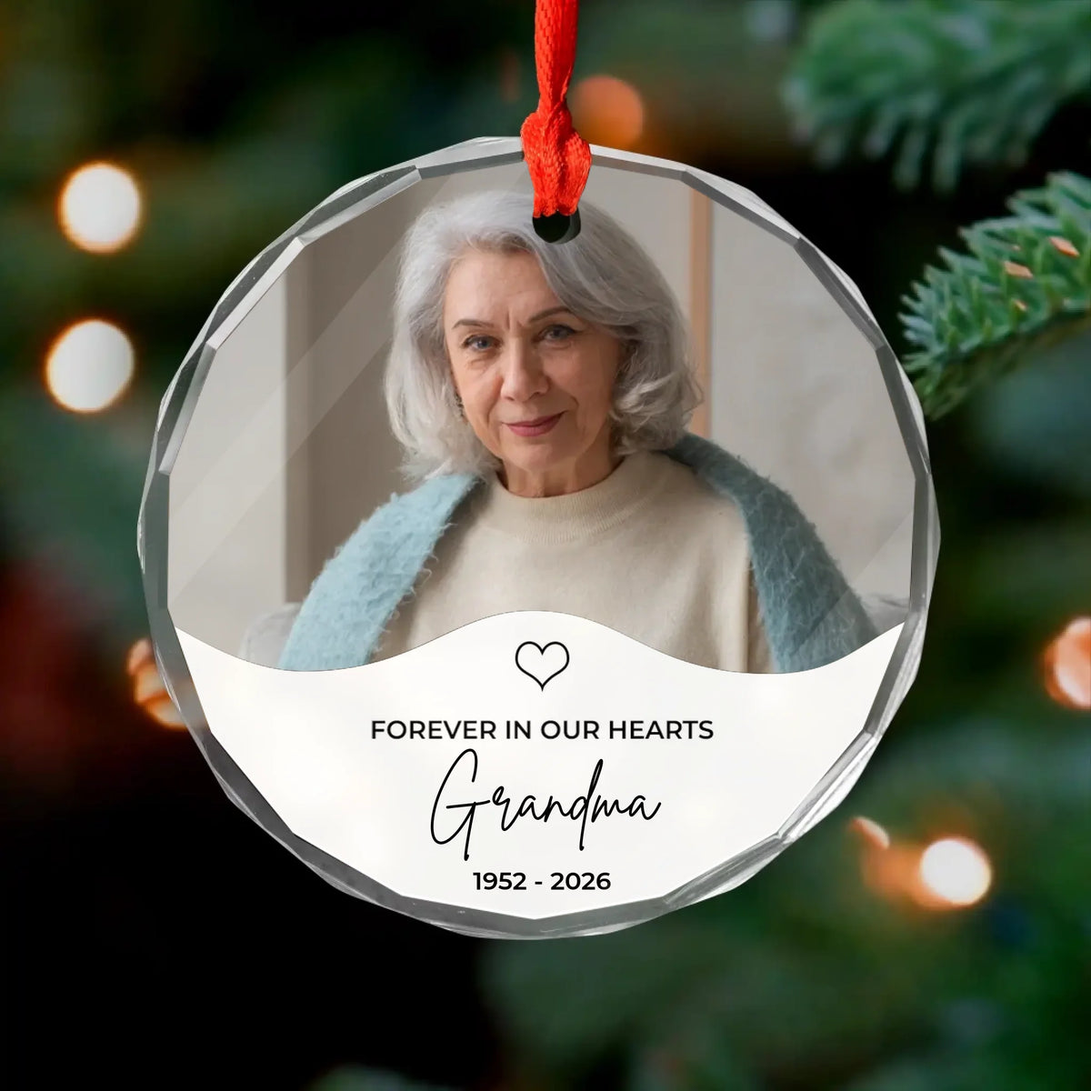 Personalized glass ornament custom photo – personalization preview