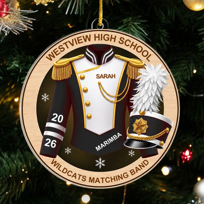 Personalized marching band acrylic ornament – personalization preview