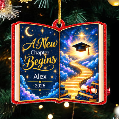 Personalized acrylic celestial graduation ornament – personalization preview