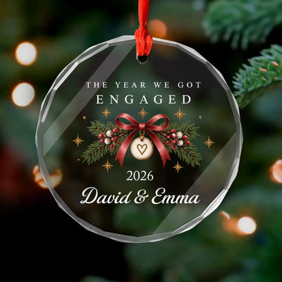 Personalized Glass Ornament Engaged Couple – personalization preview