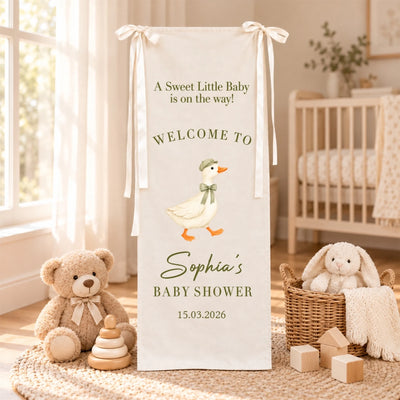 Personalized Baby Shower Welcome Sign Backdrop – personalization preview