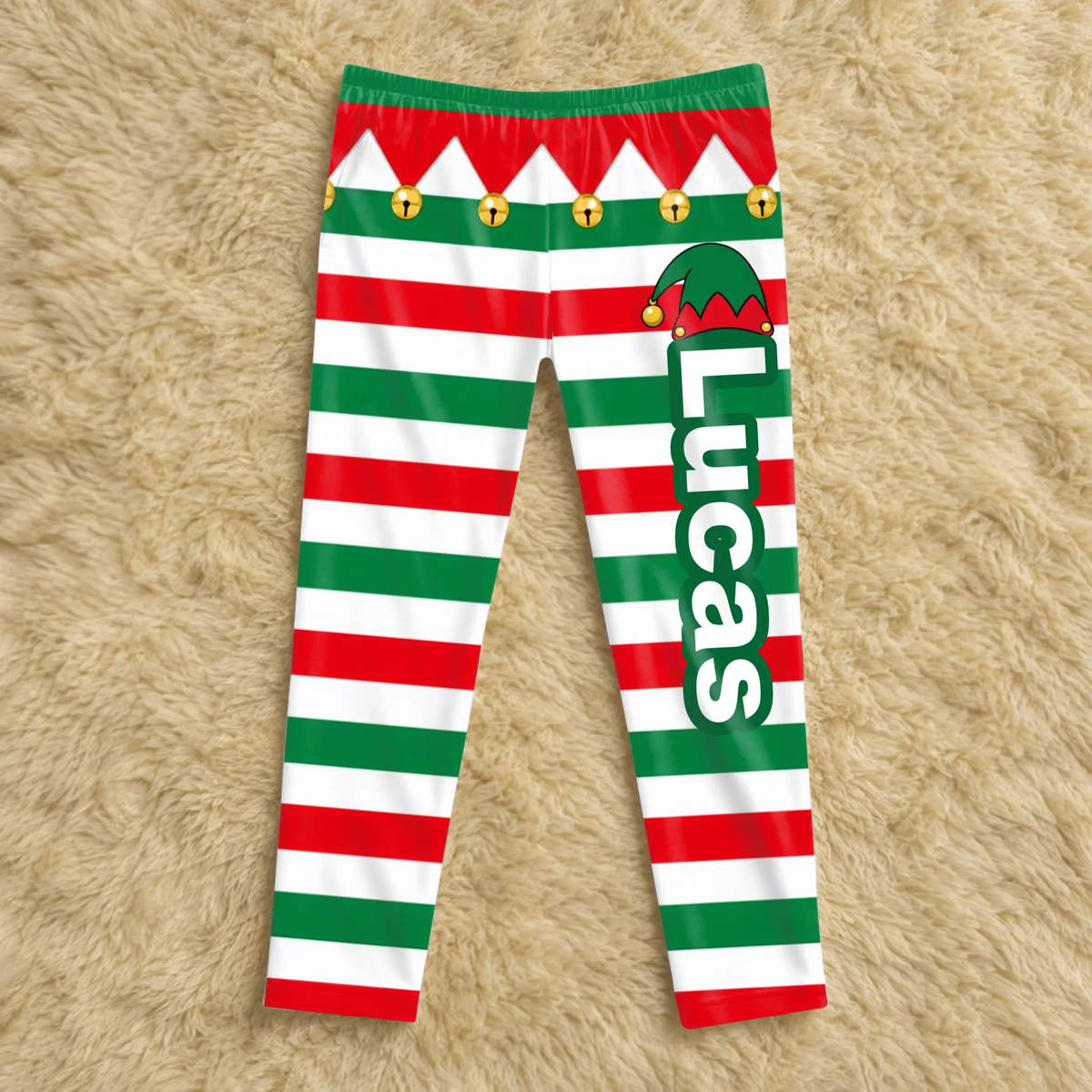 Personalized Elf Pajama Pants – personalization preview