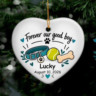 Personalized ceramic ornament Forever Our Good Boy – personalization preview