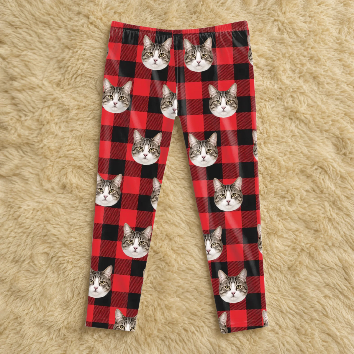 Custom photo pet buffalo check pajama pants – personalization preview