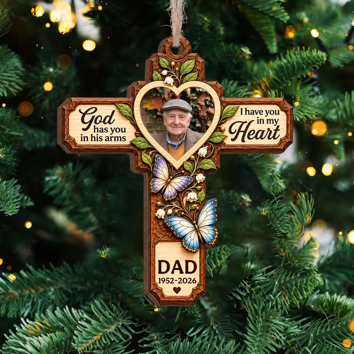 Personalized Memorial Wooden Ornament – personalization preview