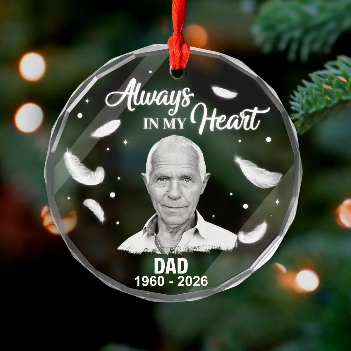 Personalized Glass Ornament Always In My Heart – personalization preview