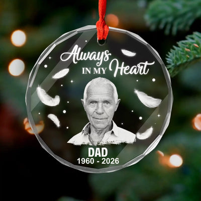 Personalized Glass Ornament Always In My Heart – personalization preview