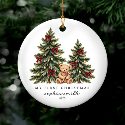 Personalized ceramic Christmas ornament teddy bear – personalization preview