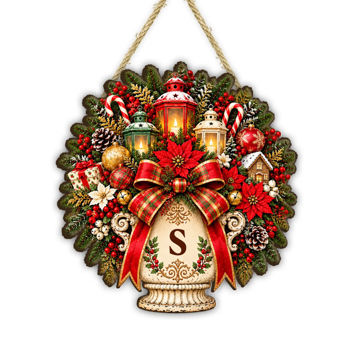Personalized Christmas wooden door sign – personalization preview